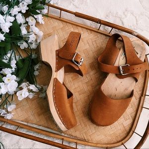 Lotta From Stockholm Leather Nubuck Low Wood Clogs sz 36